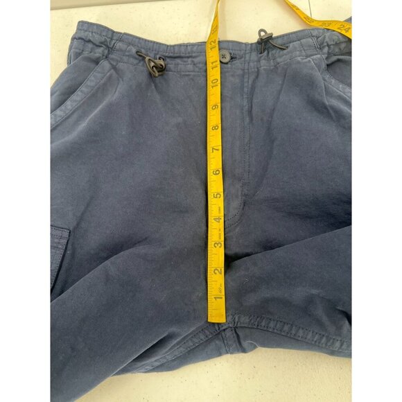 Brandy Melville Cargo Pants Navy Blue Elastic Waist Drawstring Hem Utility - Picture 6 of 10